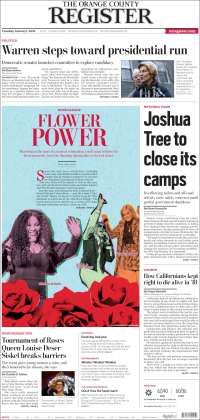Portada de The Orange County Register (USA)