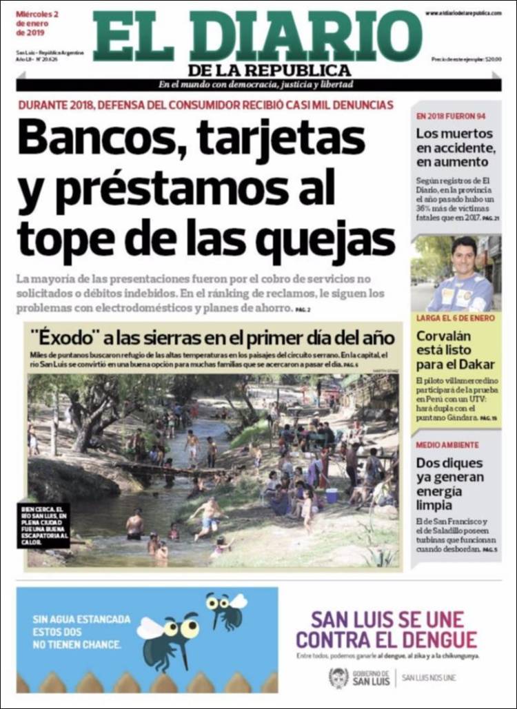 Portada de Diario de la República (Argentina)