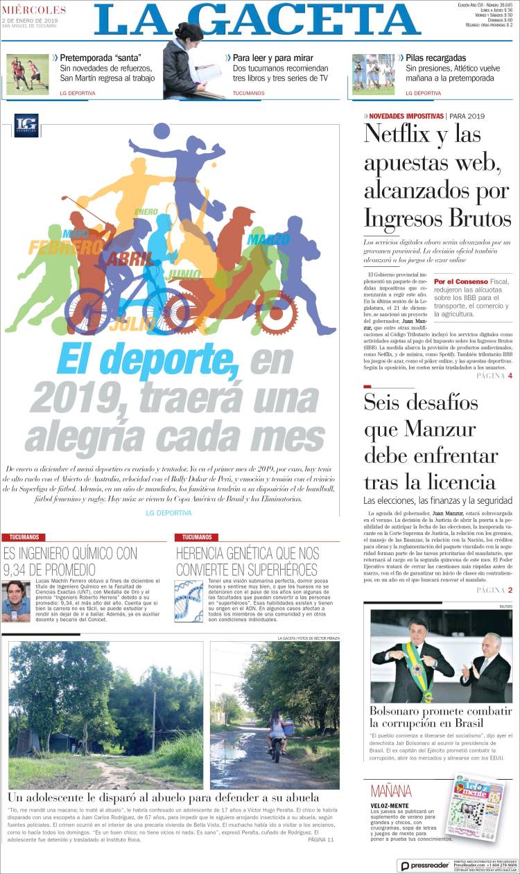 Portada de La Gaceta (Argentina)