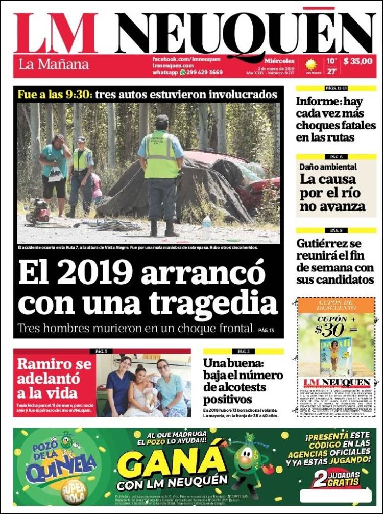 Portada de La Mañanade Neuquén (Argentina)