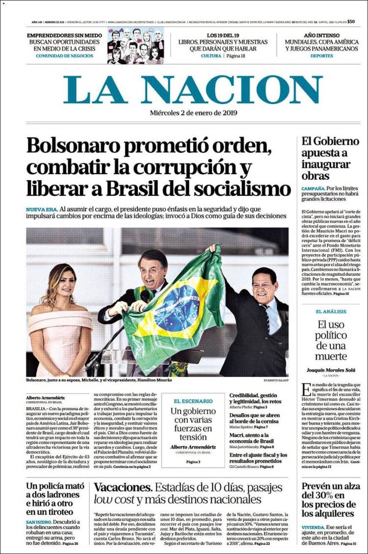 Portada de La Nación (Argentina)