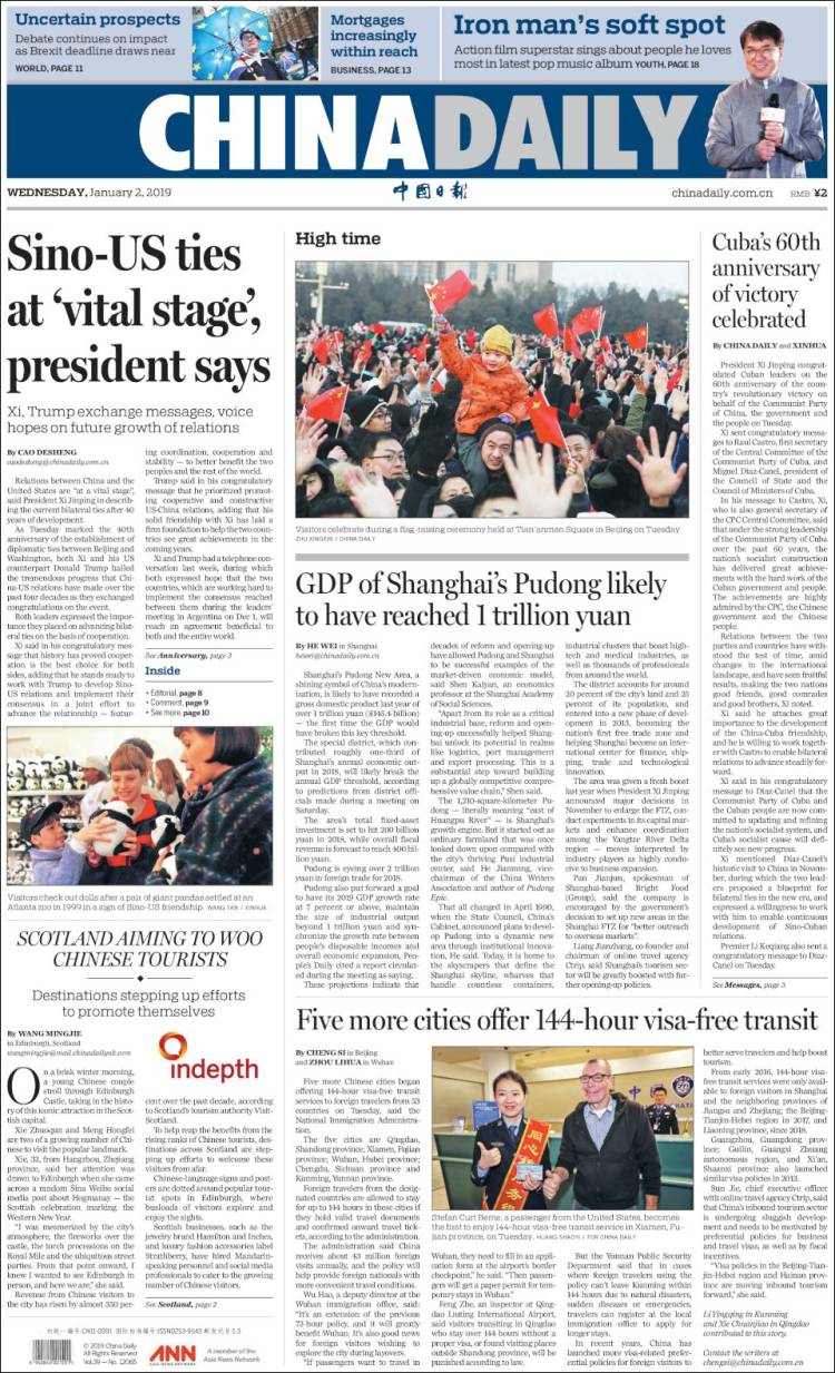 Portada de China Daily (China)
