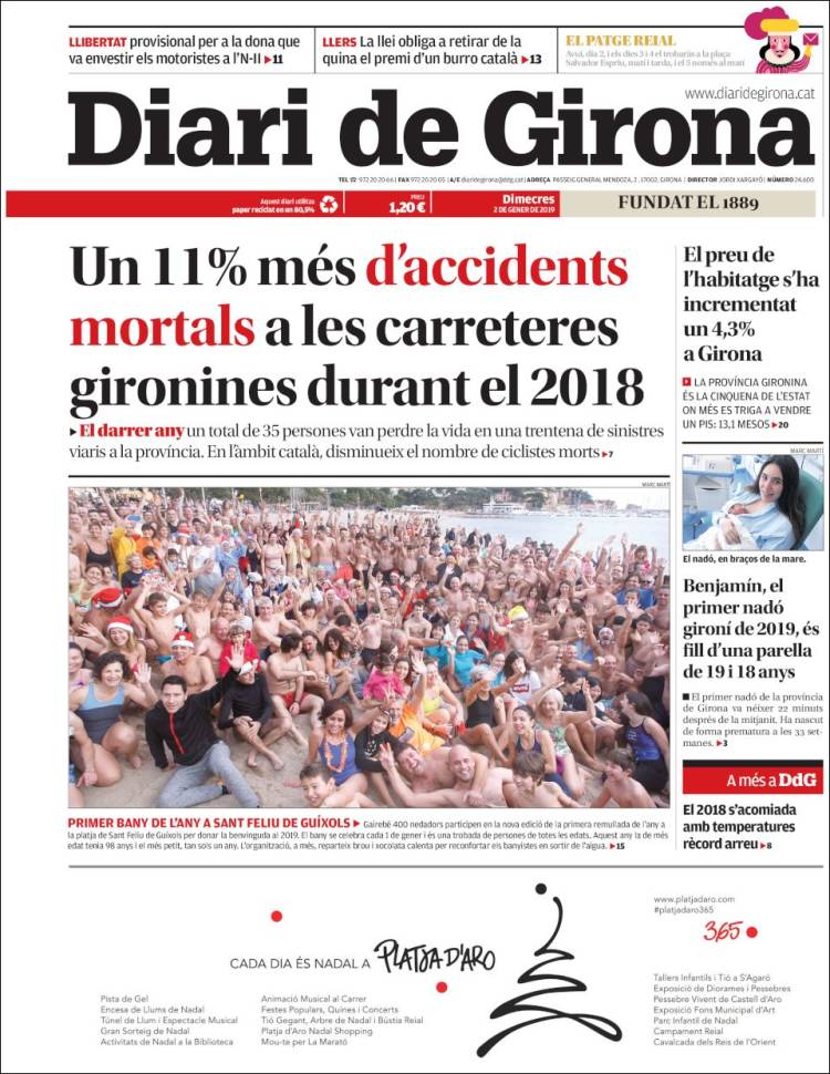 Portada de Diari de Girona (España)