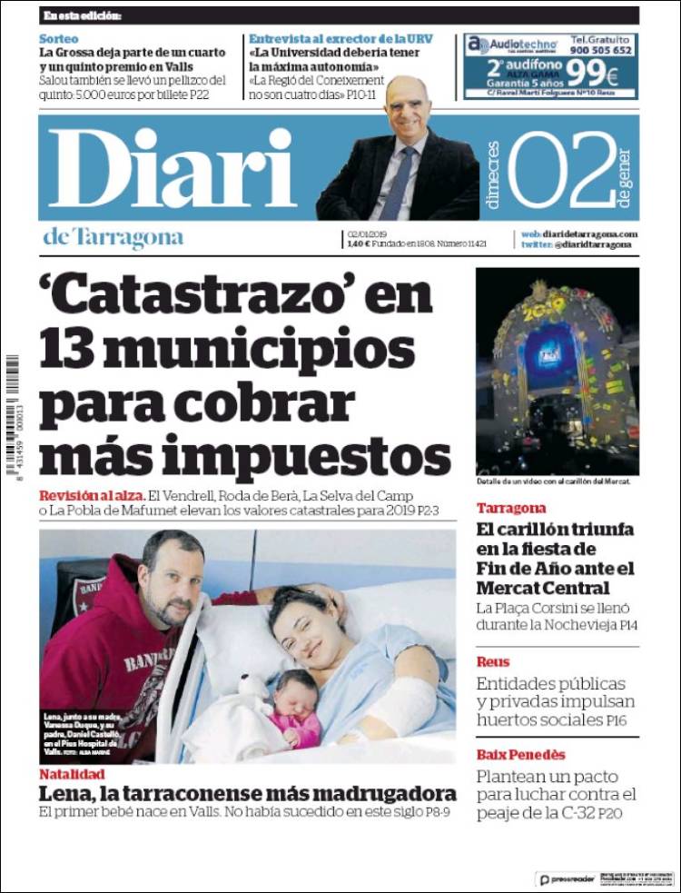 Portada de Diari de Tarragona (España)