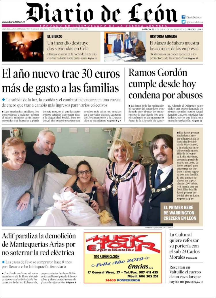 Portada de Diario de León (España)