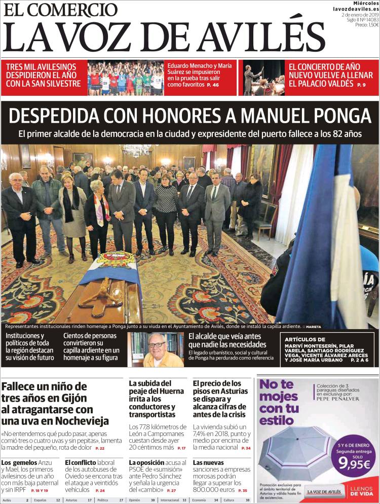 Portada de El Comercio - Avilés (España)