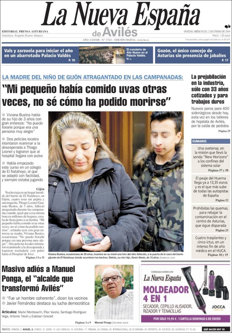 Portada de La Nueva España - Avilés (España)