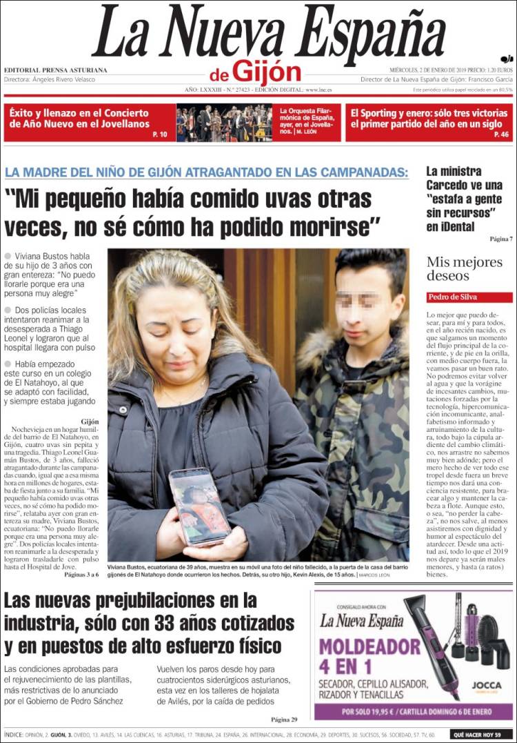 Portada de La Nueva España - Gijón (España)