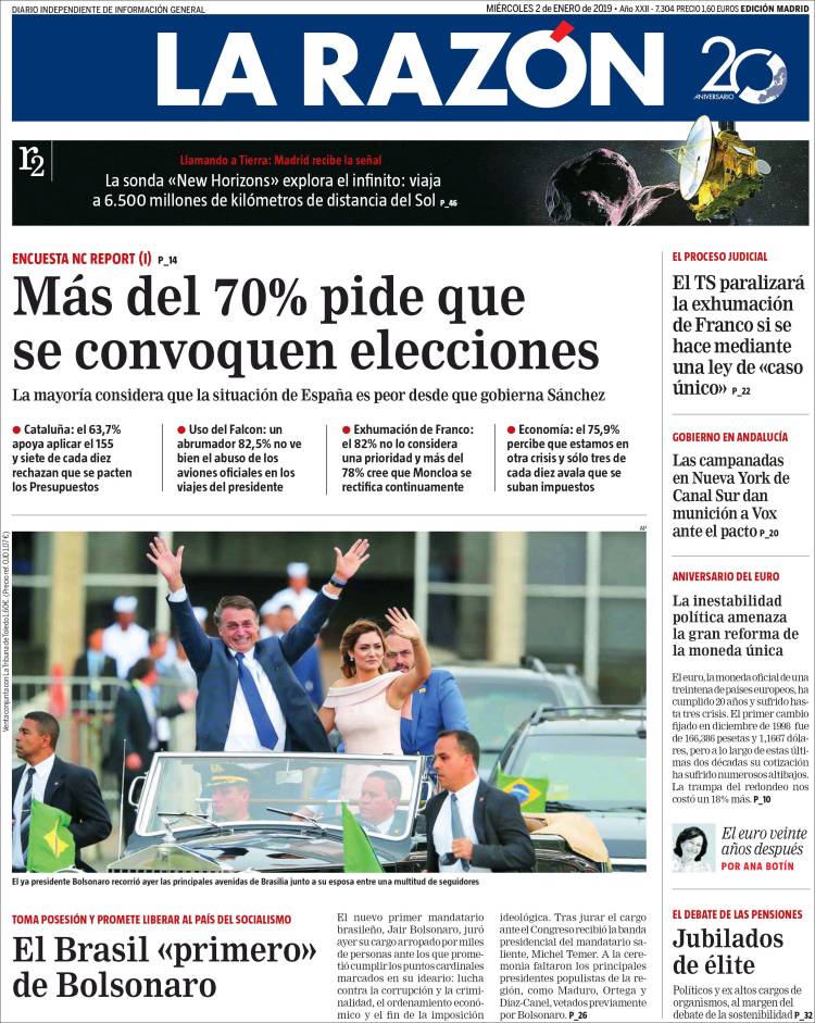 Portada de La Razón (España)