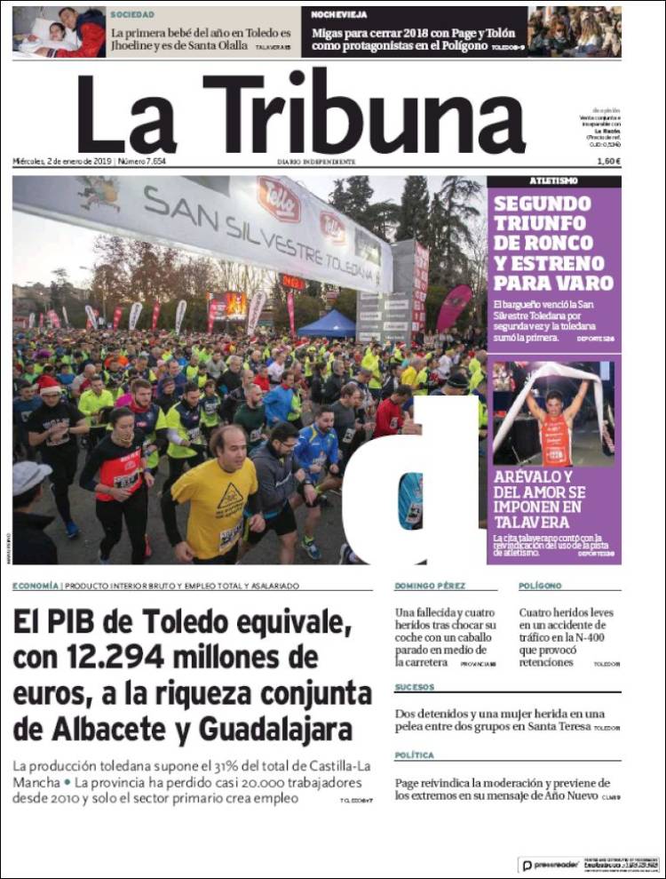 Portada de La Tribuna de Toledo (España)