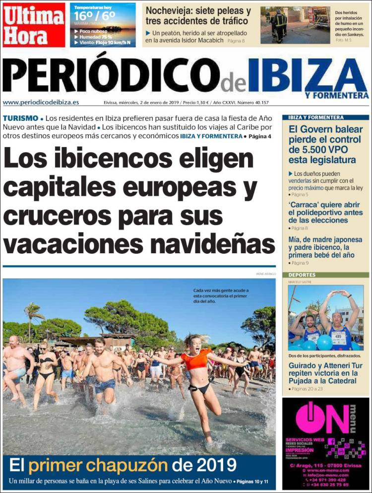 Portada de Periódico de Ibiza (España)