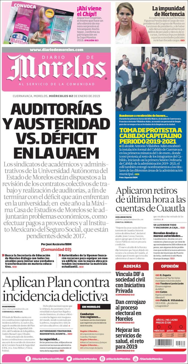 Portada de Diario de Morelos (Mexico)