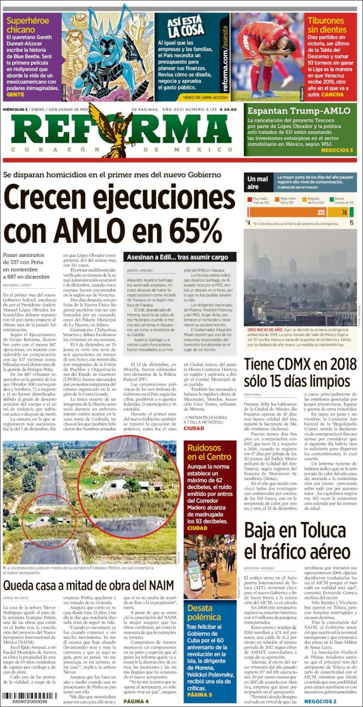 Portada de Reforma (Mexico)