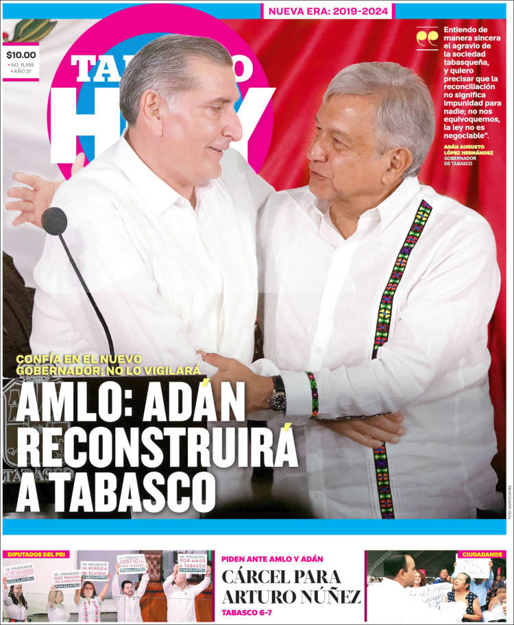 Portada de Tabasco Hoy (Mexico)