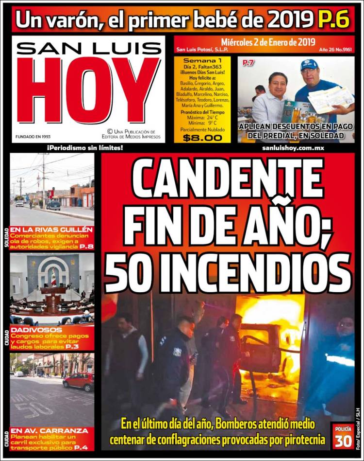 Portada de San Luis Hoy (Mexico)