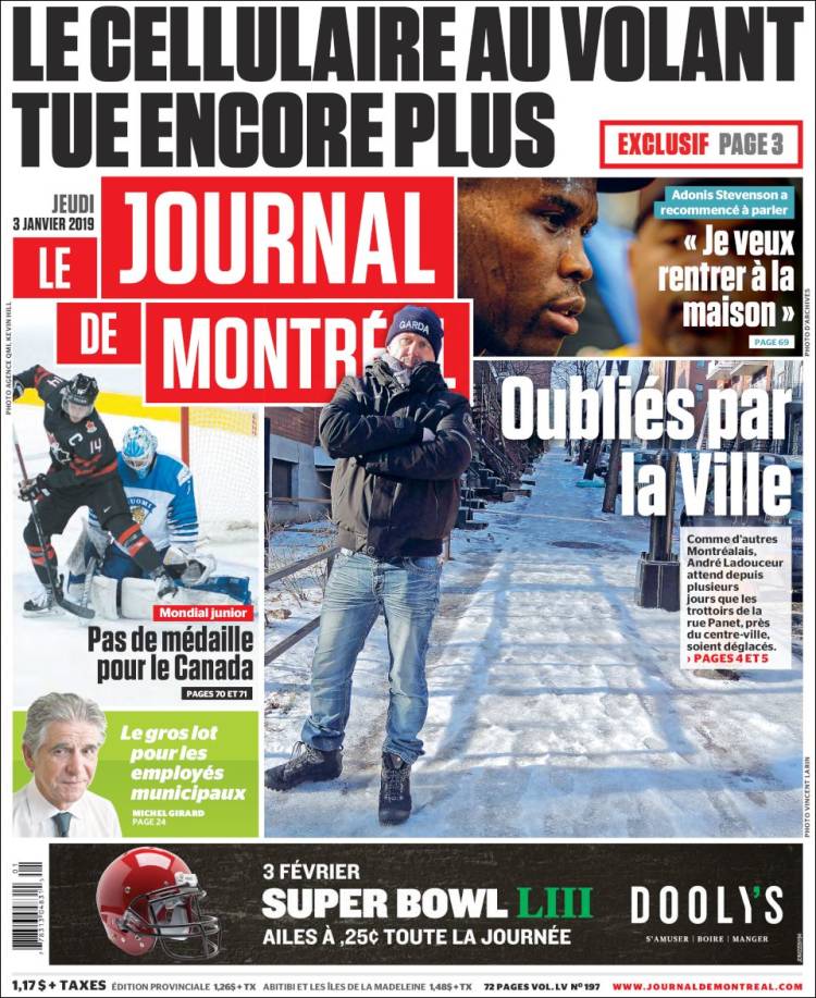 Portada de Le Journal de Montréal (Canadá)