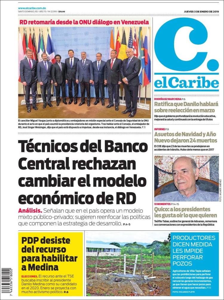 Portada de El Caribe (R. Dominicana)