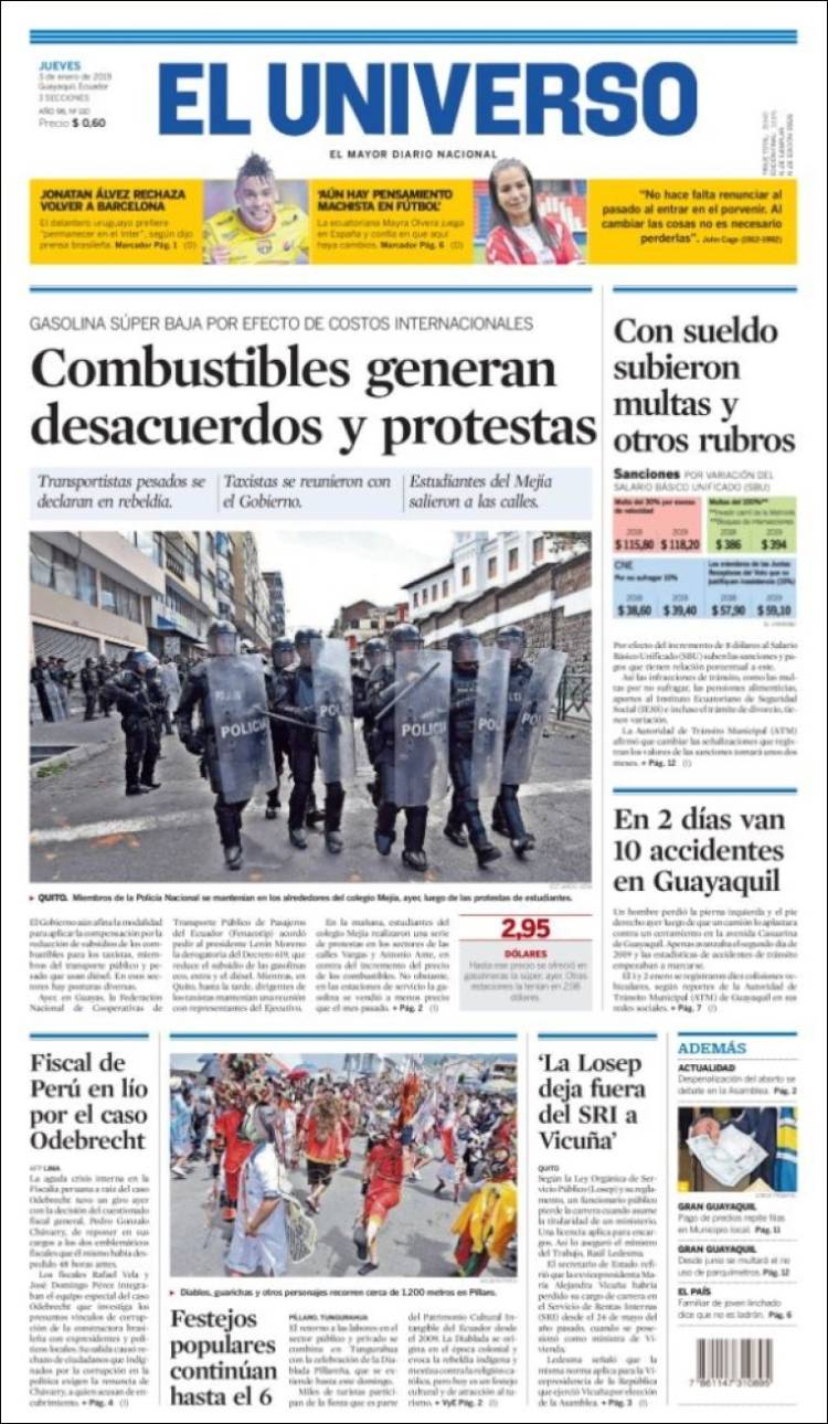 Portada de El Universo - Ecuador (Ecuador)