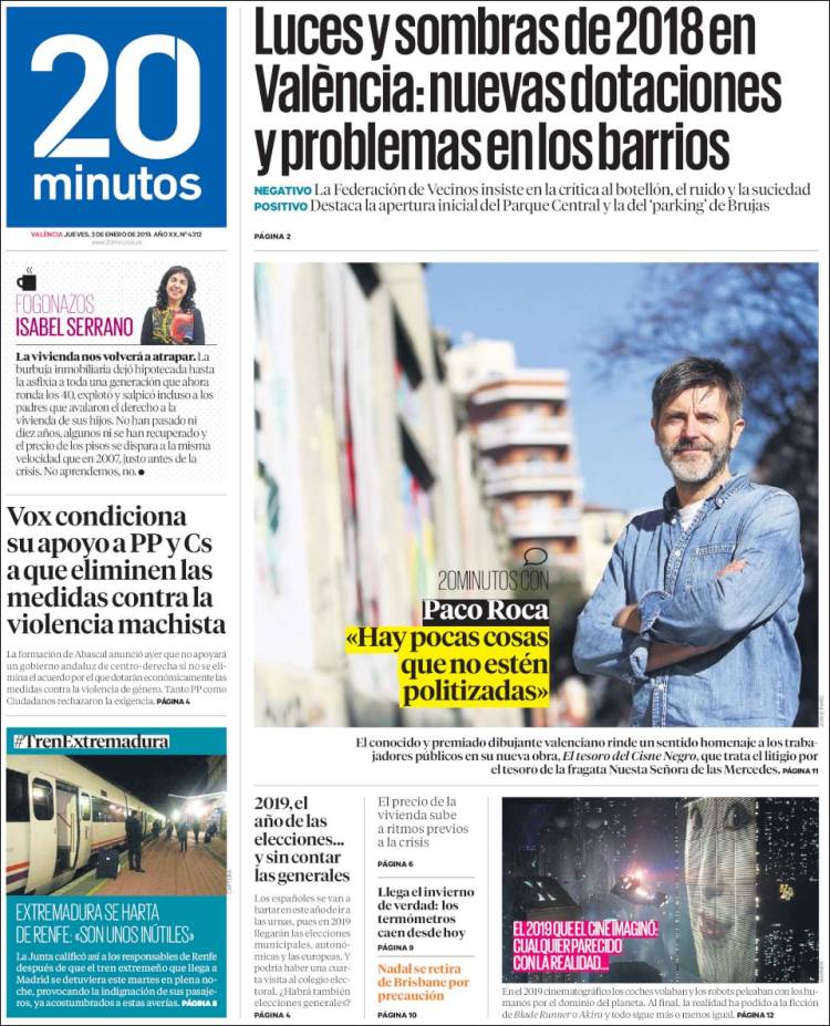 Portada de 20 Minutos - Valencia (España)