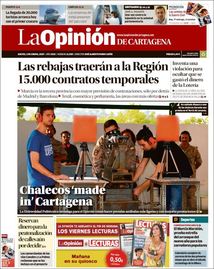 Portada de La Opinión de Murcia (España)