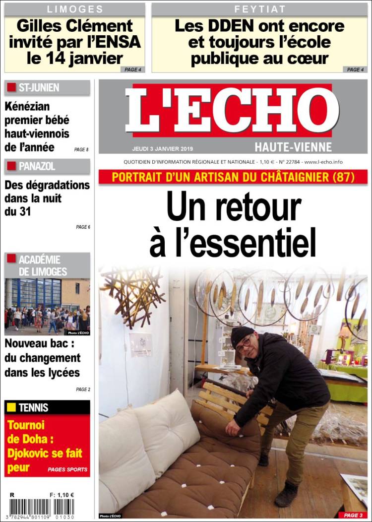 Portada de L'Echo de la Haute-Vienne (Francia)