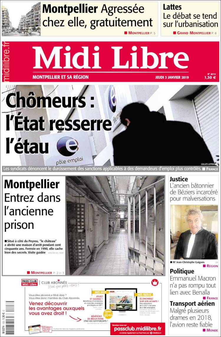 Portada de Midi Libre (Francia)