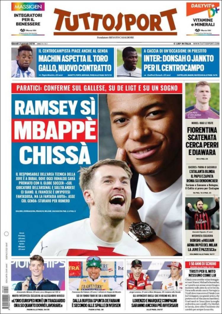 Portada de Tuttosport (Italia)