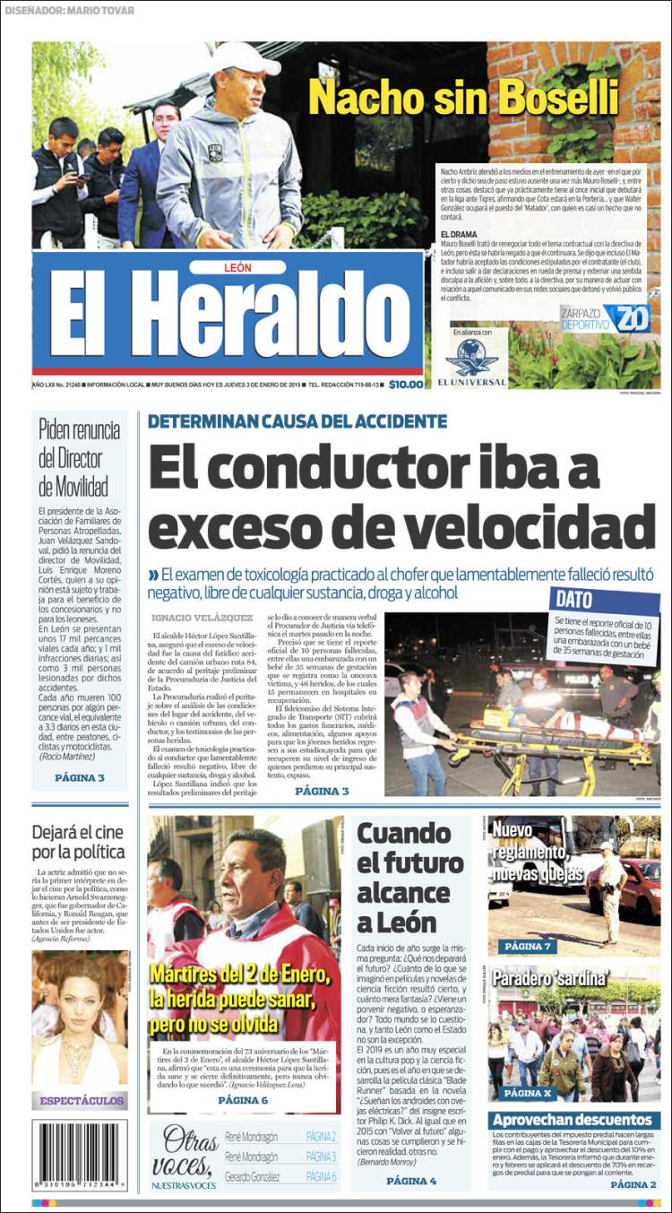 Portada de El Heraldo de León (México)