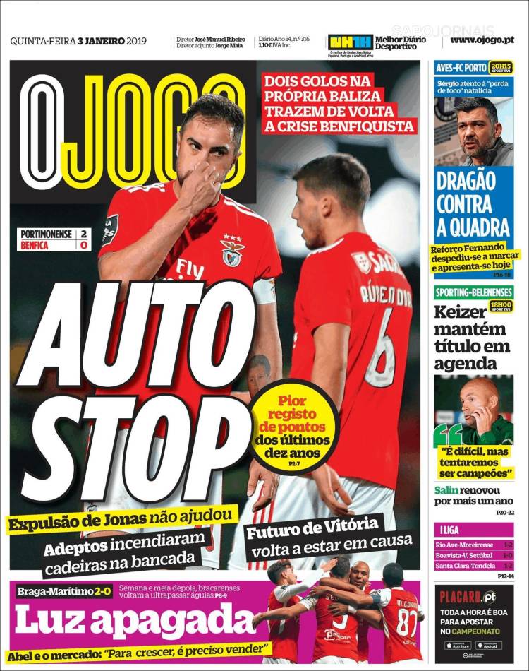 Portada de O Jogo (Portugal)