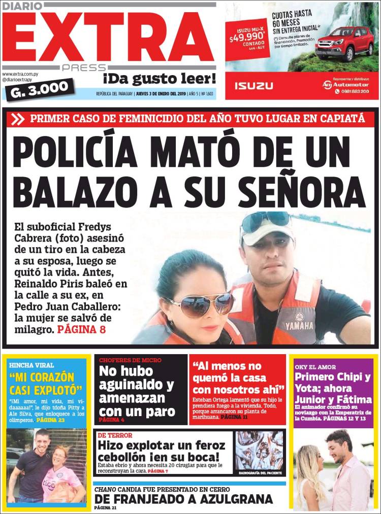 Portada de Diario Extra (Paraguay)