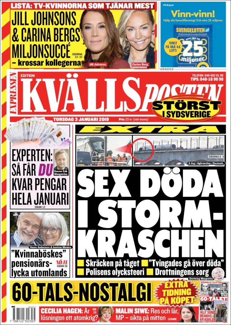 Portada de Kvällsposten (Suecia)