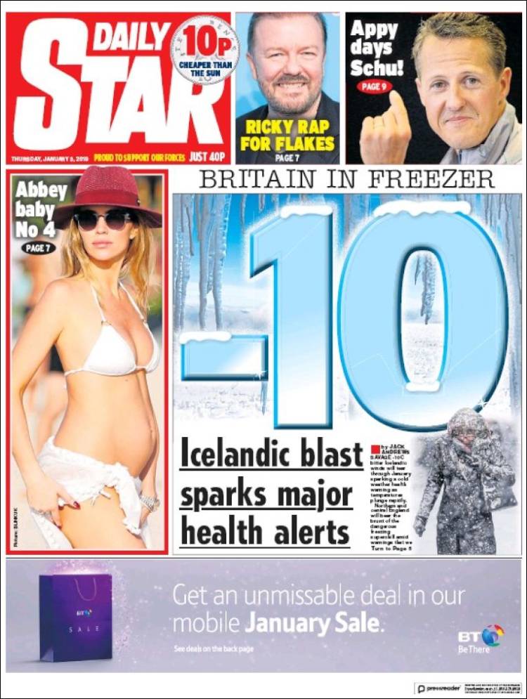 Portada de Daily Star (Reino Unido)