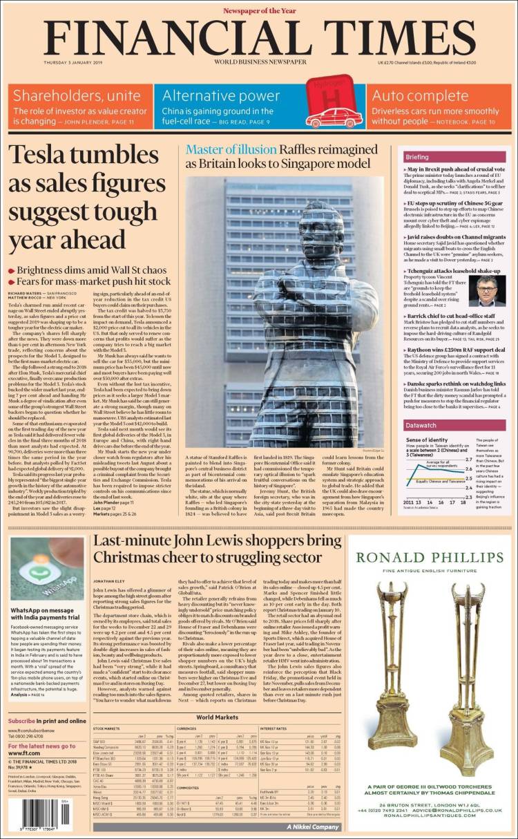 Portada de Financial Times (Reino Unido)