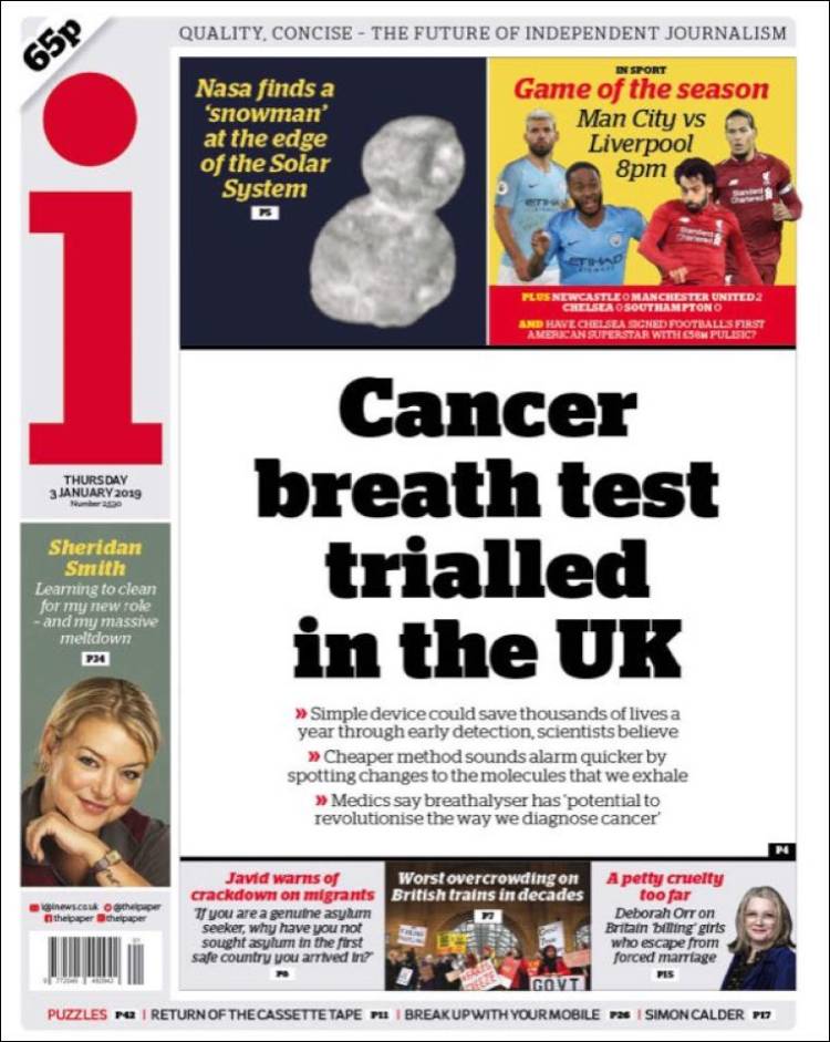 Portada de The i (Reino Unido)