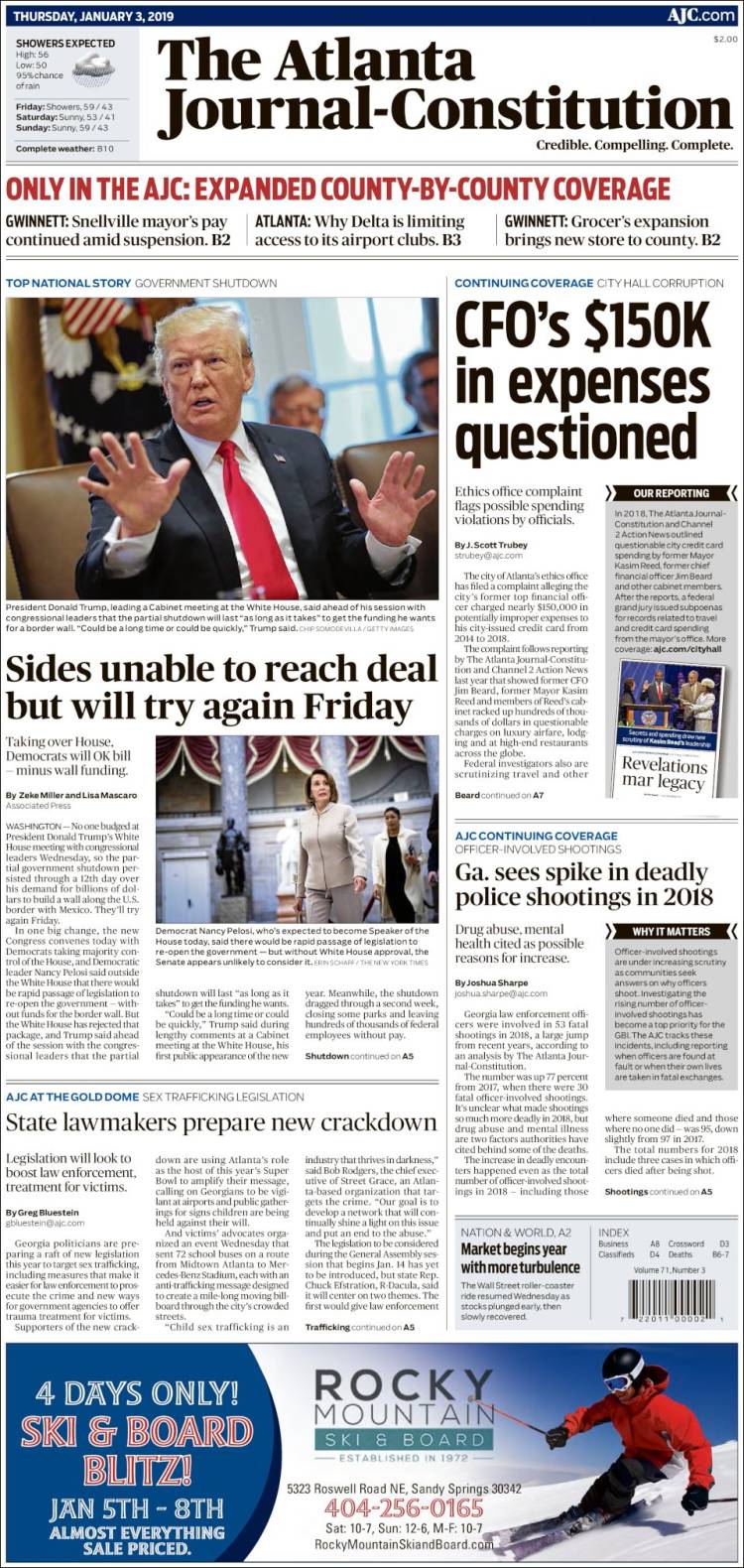 Portada de The Atlanta Journal-Constitution (USA)