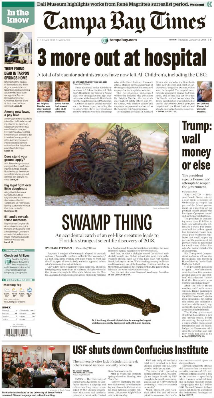 Portada de Tampa Bay Times (USA)