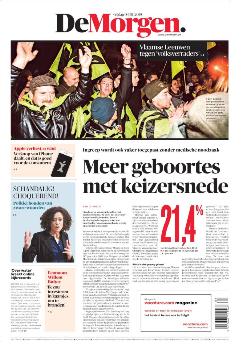 Portada de De Morgen (B&eacute;lgica)
