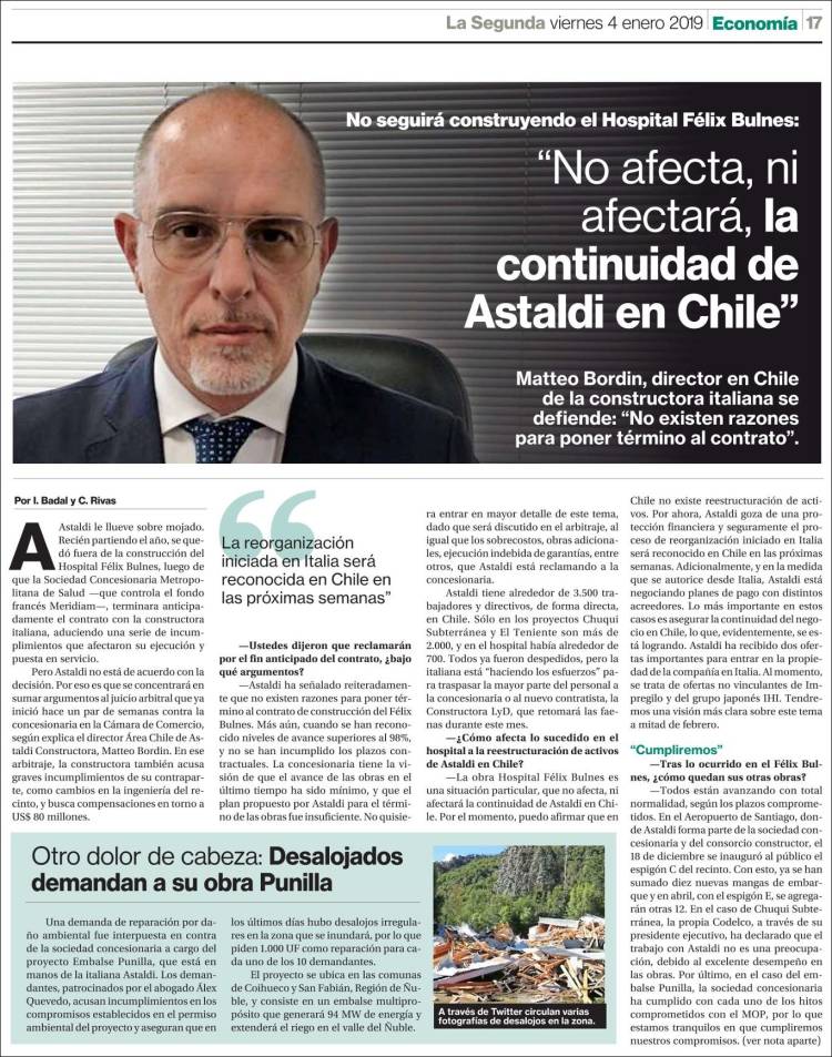 Portada de La Segunda (Chile)
