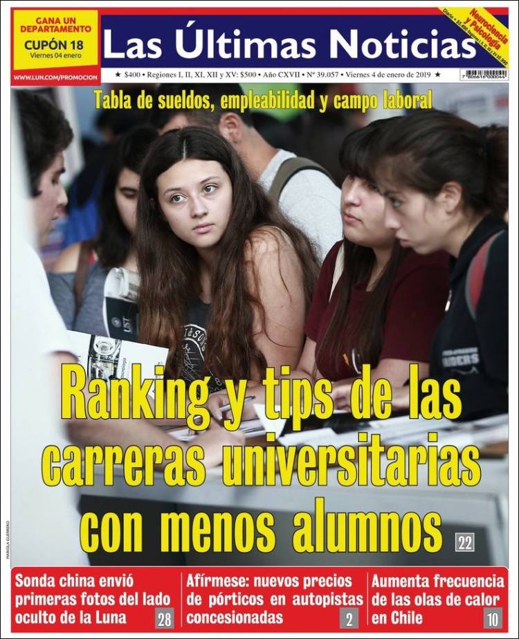 Portada de Las Últimas Noticias (Chile)