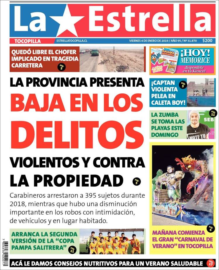 Portada de La Estrella de Tocopilla (Chile)