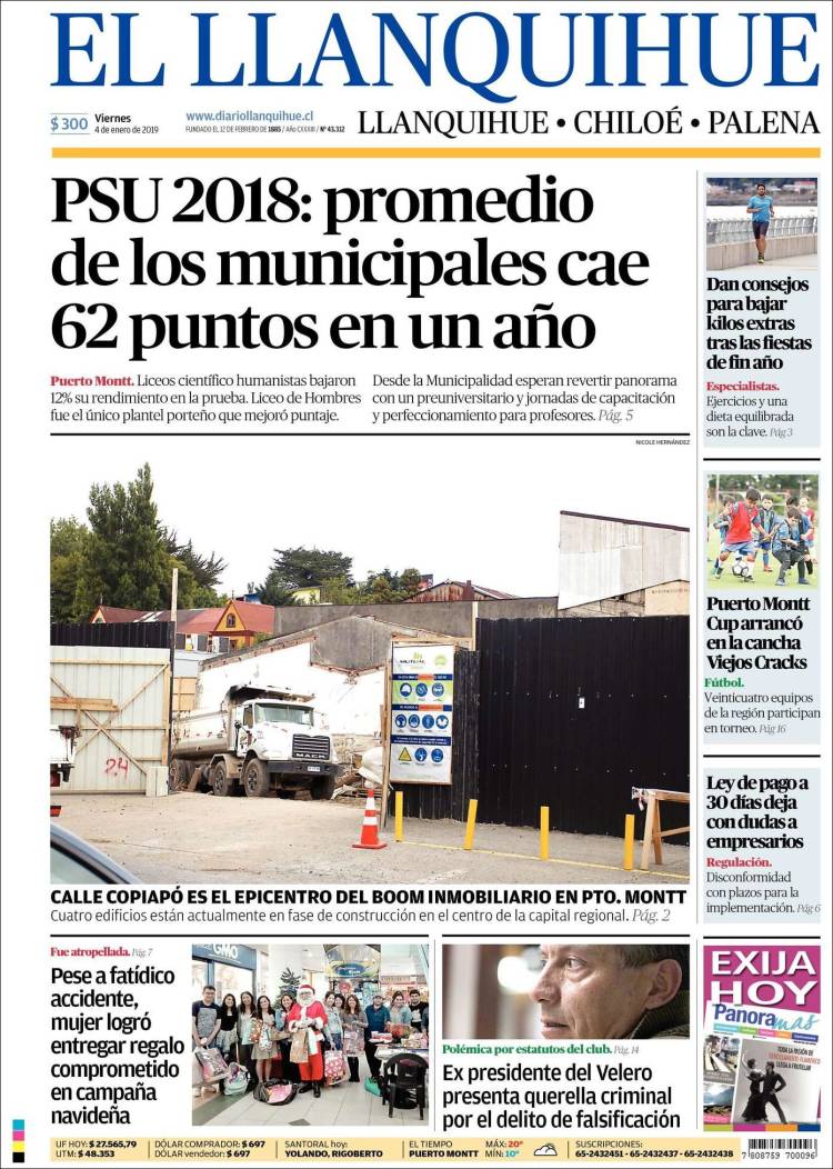Portada de El Llanquihue (Chile)