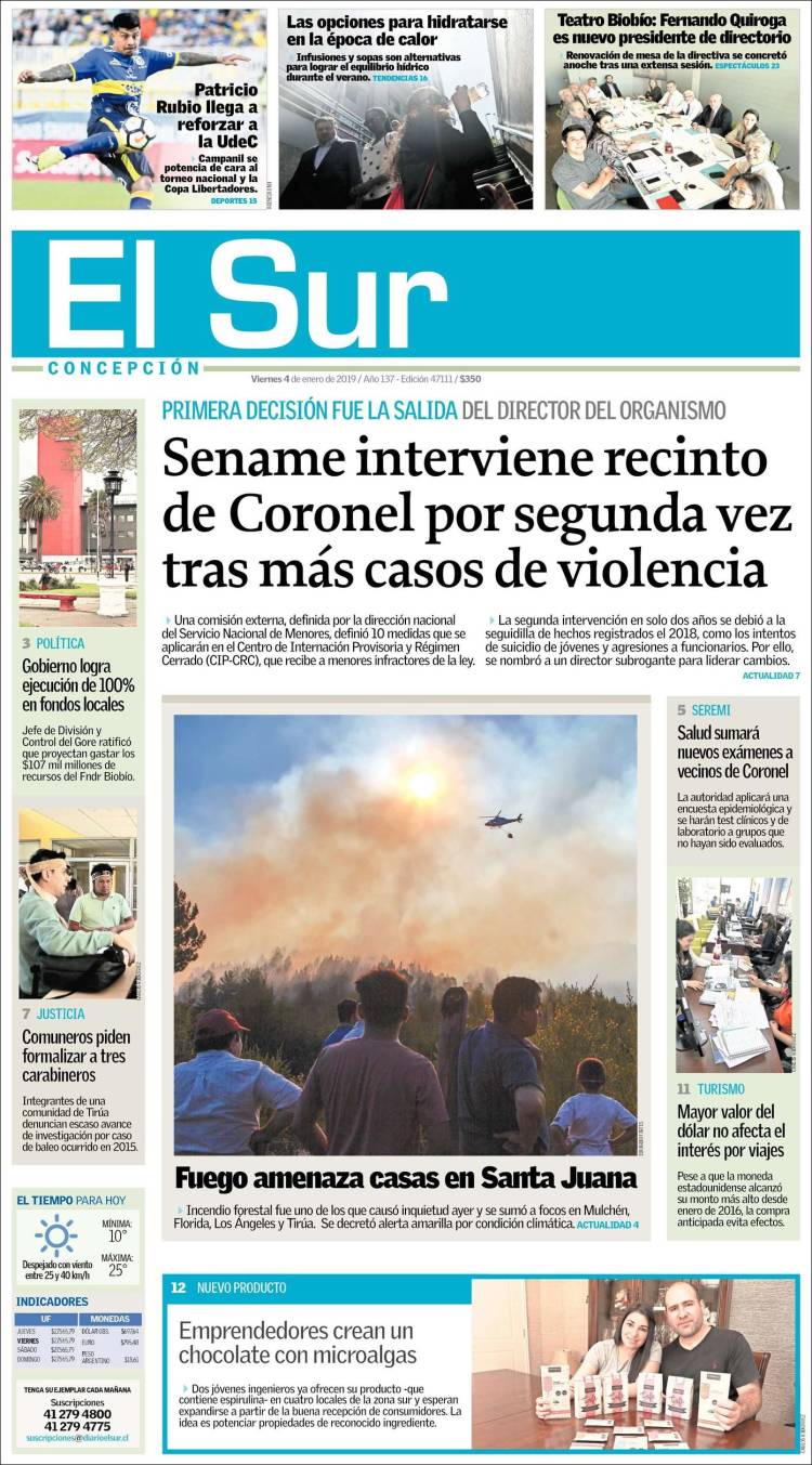 Portada de El Sur (Chile)