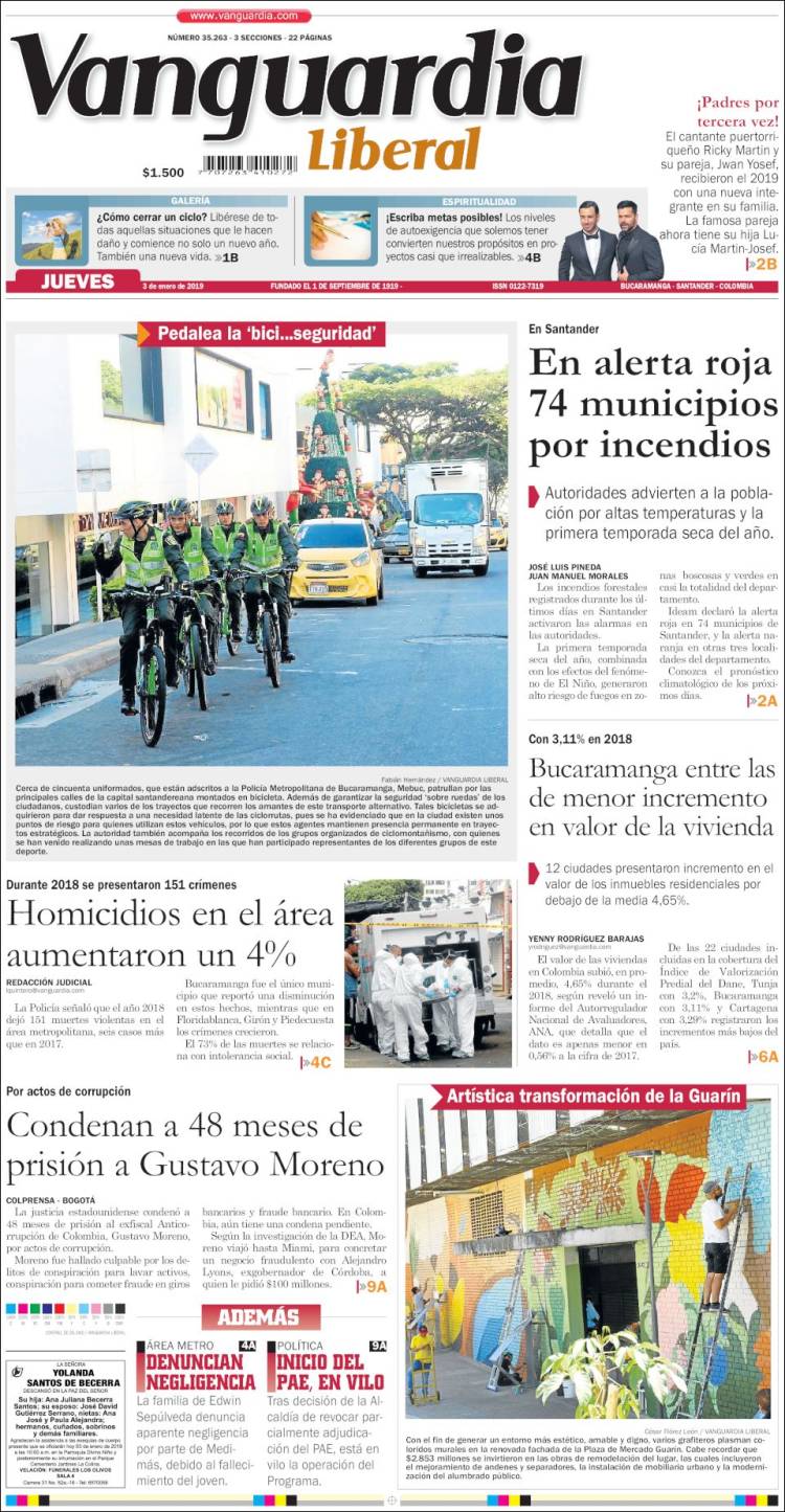 Portada de Vanguardia Liberal (Colombia)