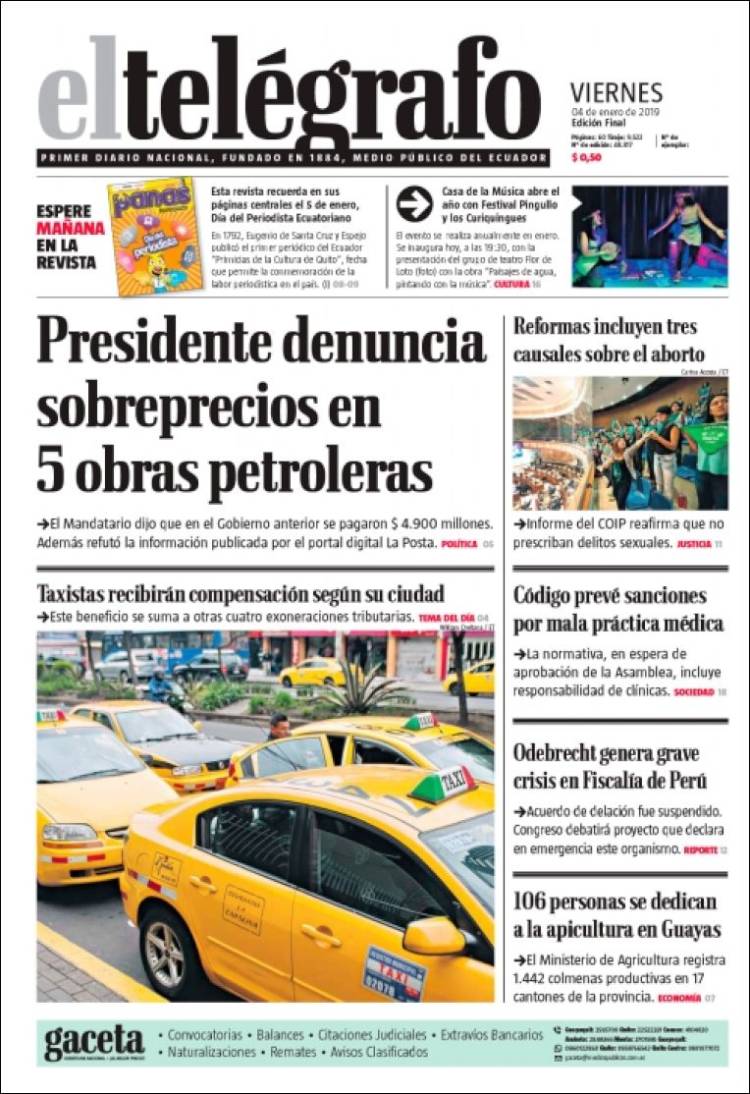 Portada de El Telégrafo (Ecuador)