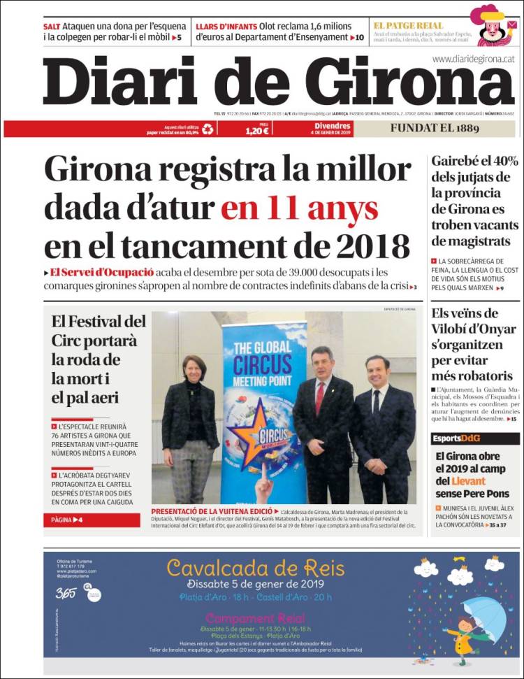 Portada de Diari de Girona (España)