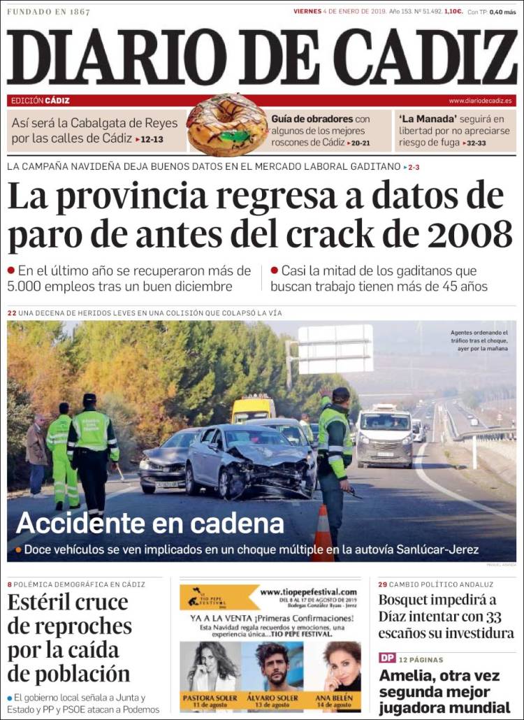 Portada de Diario de Cádiz (España)