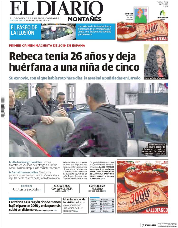 Portada de El Diario Montañés (España)