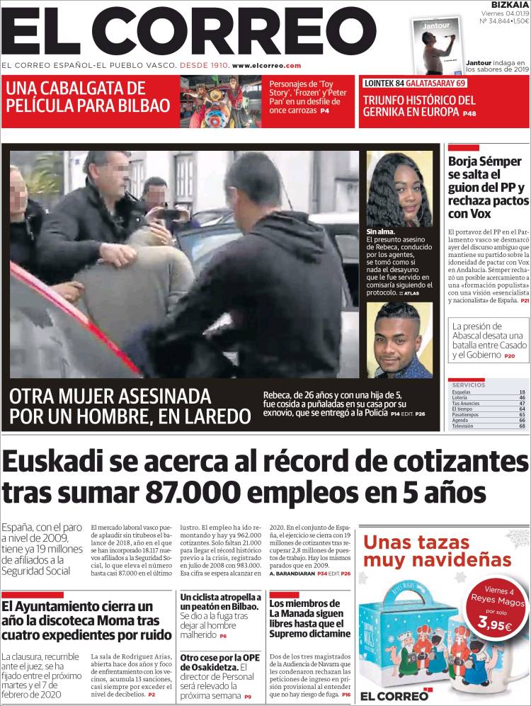 Portada de El Correo (España)