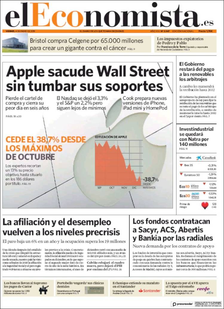 Portada de El Economista (Espa&ntilde;a)