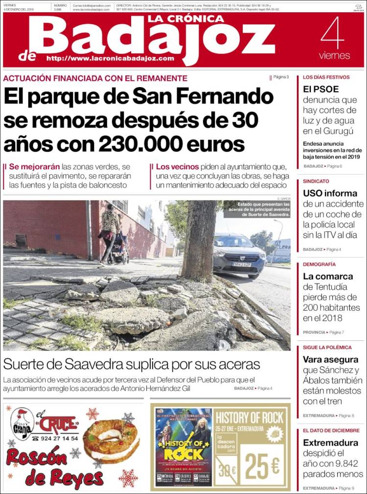 Portada de El Periódico de Extremadura (España)